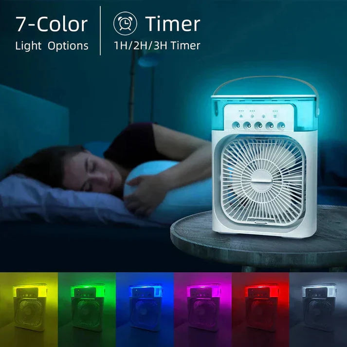 Portable Air Cooler Fan – USB Mist & LED Light
