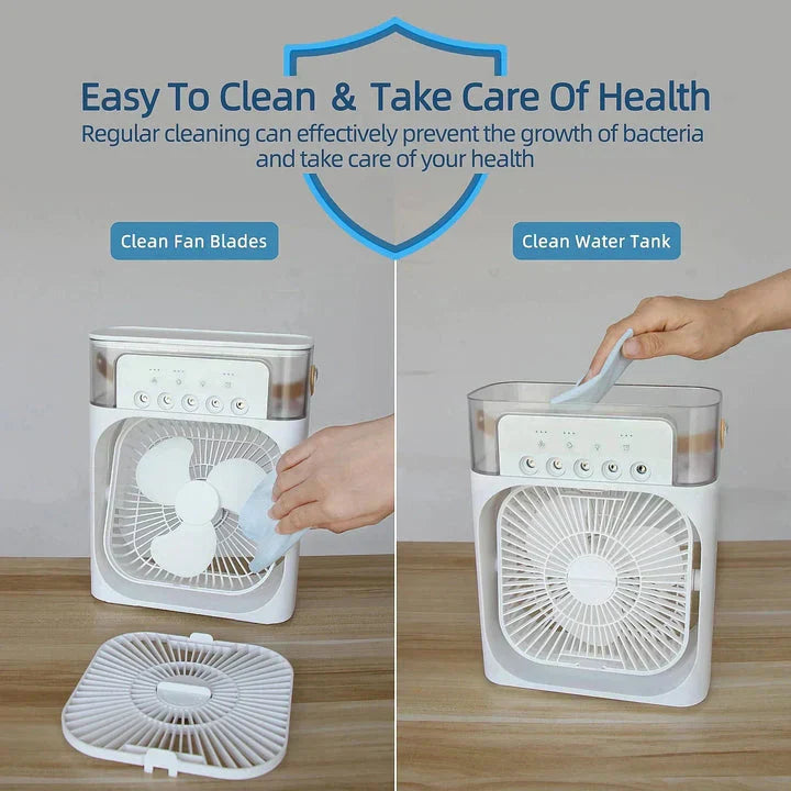 Portable Air Cooler Fan – USB Mist & LED Light
