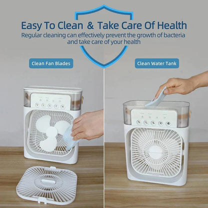 Portable Air Cooler Fan – USB Mist & LED Light