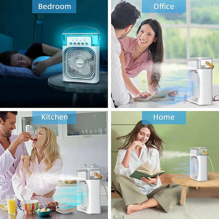 Portable Air Cooler Fan – USB Mist & LED Light