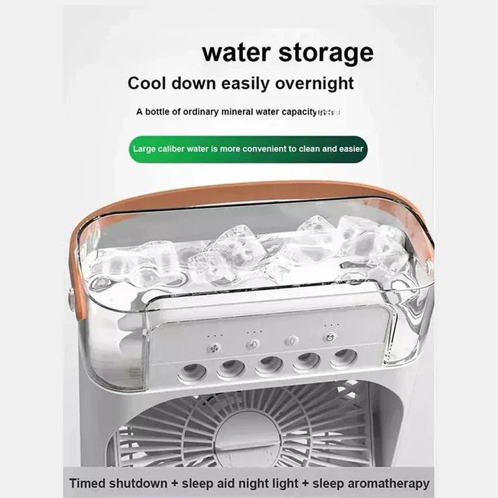 Portable Air Cooler Fan – USB Mist & LED Light