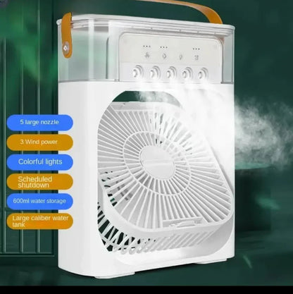 Portable Air Cooler Fan – USB Mist & LED Light