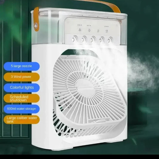 Portable Air Cooler Fan – USB Mist & LED Light