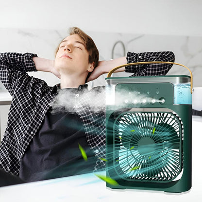 Portable Air Cooler Fan – USB Mist & LED Light
