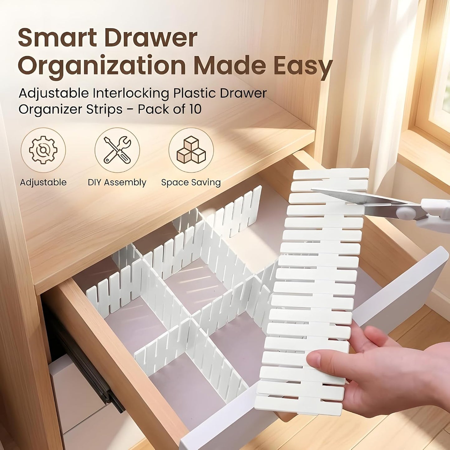 📦 Drawer Organizer Dividers – Customizable Storage Grid