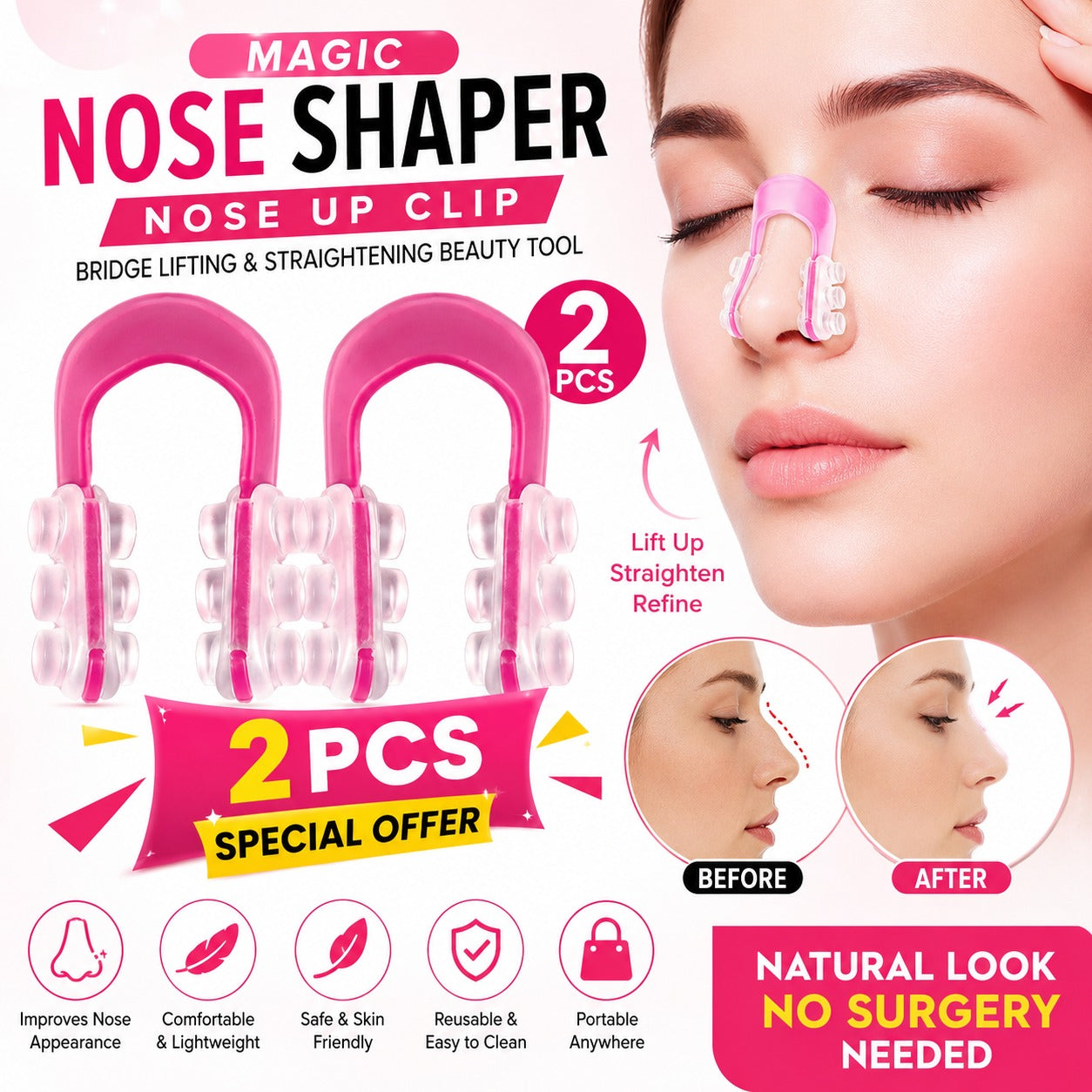 👃 Magic Nose Shaper Clip – 2 PCS Beauty Pack