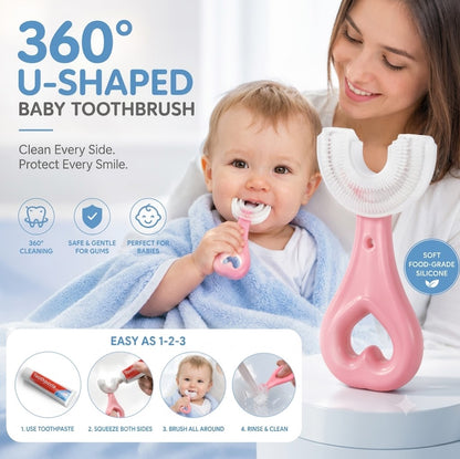 Baby Toothbrush Children's Teeth Cleaning Brush Kids U-Shaped Toothbrush